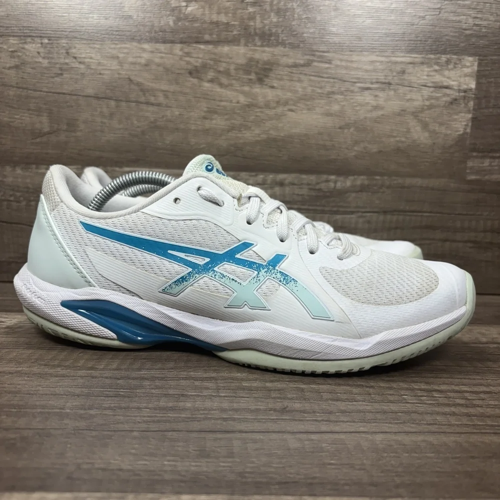 Asics Solution Swift FF Tennis White Green Womens US Size 8 1042A265 Sneakers - Picture 1 of 9